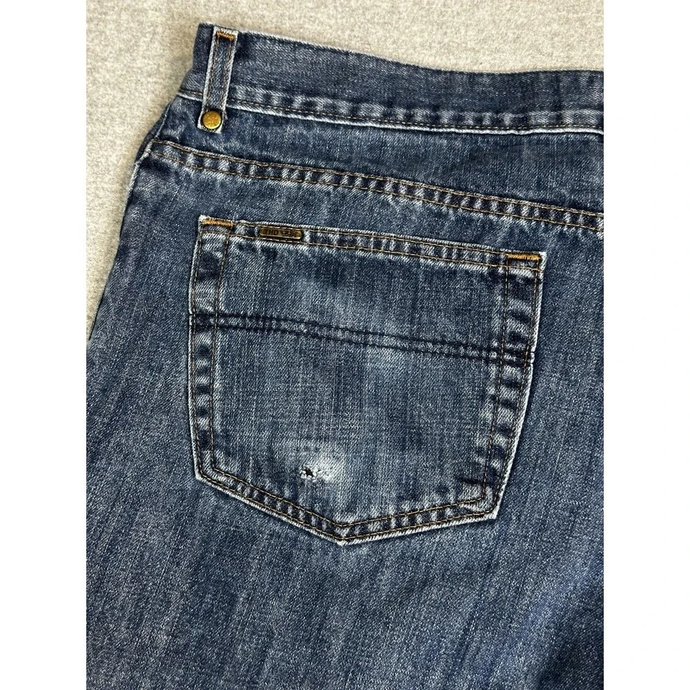 Tommy Hilfiger Jeans Mens 38x29 Blue Classic Straight Red Label Distressed Denim